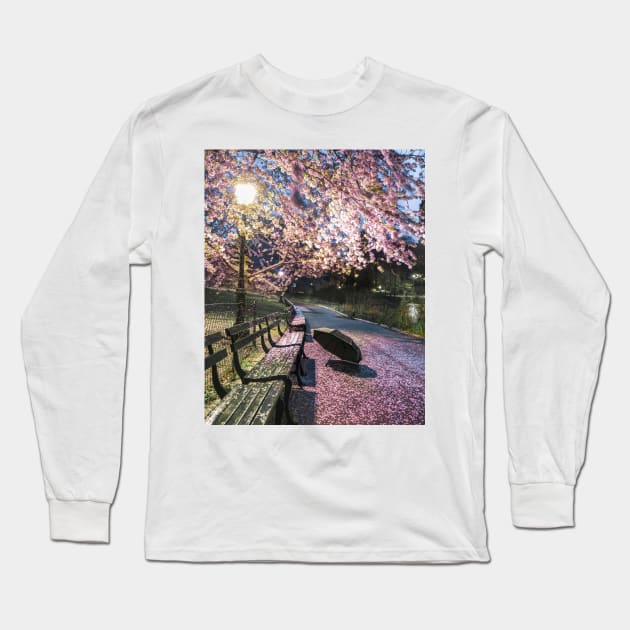 Central Park Rainy Spring Long Sleeve T-Shirt by igjustin